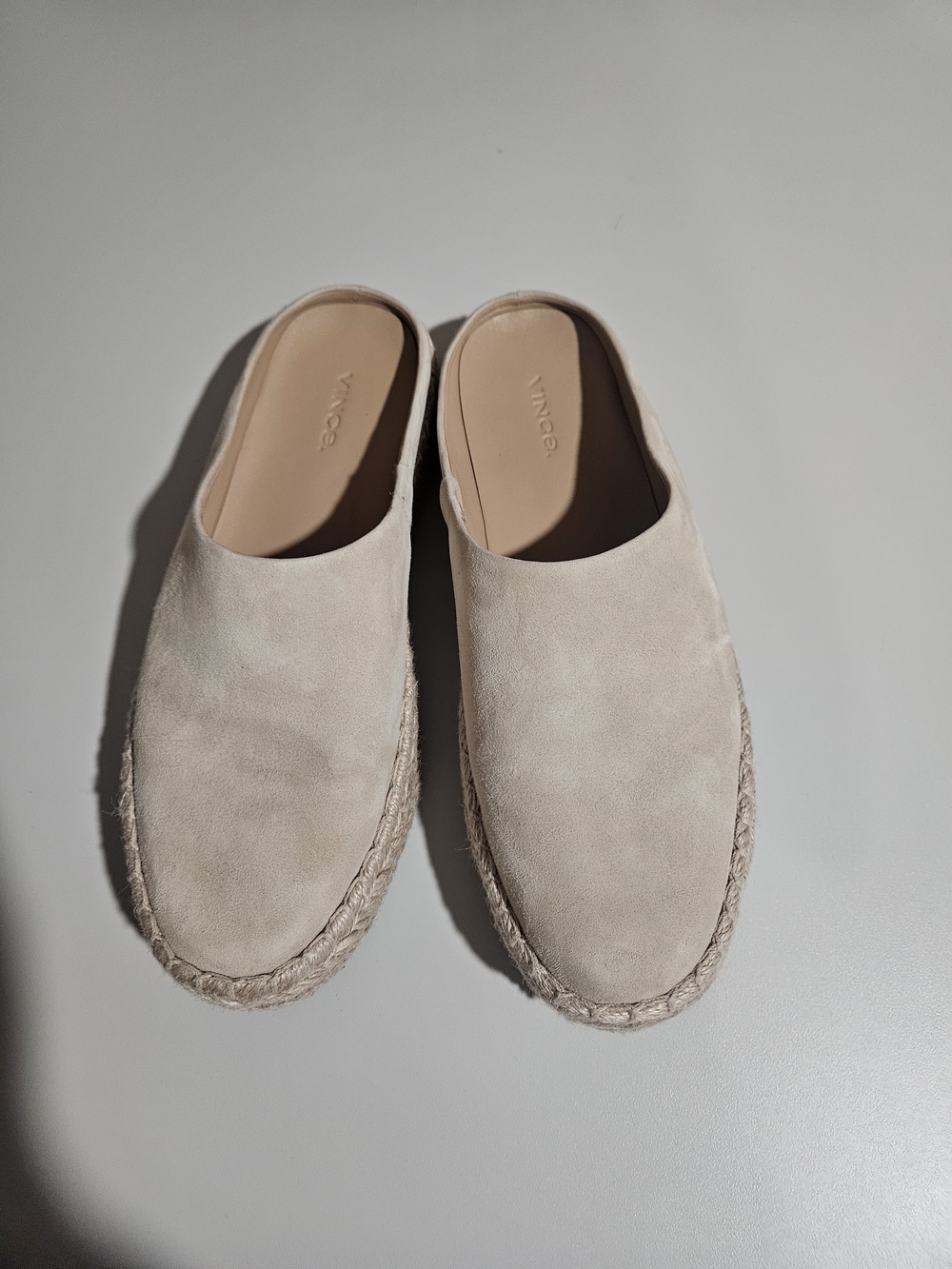 Vince Cream Suede Espadrille Mule Slides size 8.5